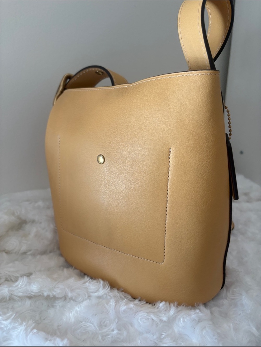 COACH Bleeker vanilla Leather small Bucket Shoulder Bag with Pouch - Picture 7 of 11
